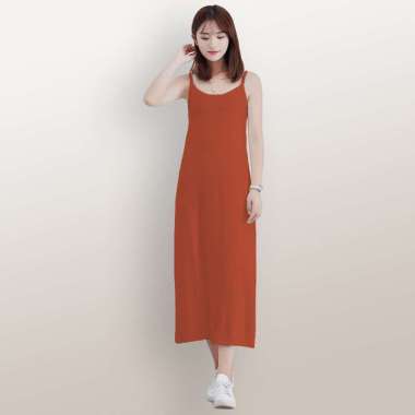 Long Dress sexy Camisoles Singlet Tali kecil Wanita Gaya Korea - Jfashion Mayleen XL-XXL Coklat bata