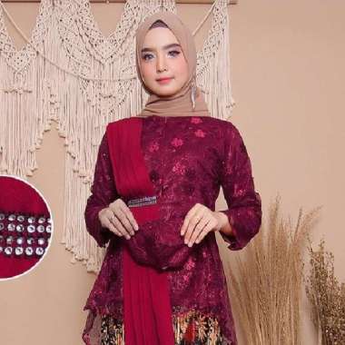 Atasan Kebaya Selendang Muslim / Kebaya Wanita /Kebaya Modern Selendang M Maroon