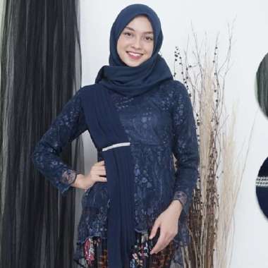 Atasan Kebaya Selendang Muslim / Kebaya Wanita /Kebaya Modern Selendang L Navy