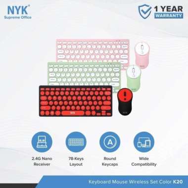 Nyk K20 Supreme Keyboard Membrane Wireless Mouse Optical Dpi - White
