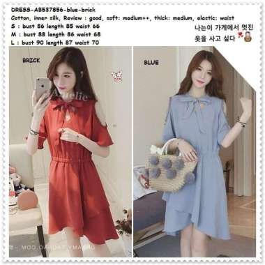 AB537856 Mini Dress Sabrina Gaun Pesta Wanita Korea Import Biru Orange