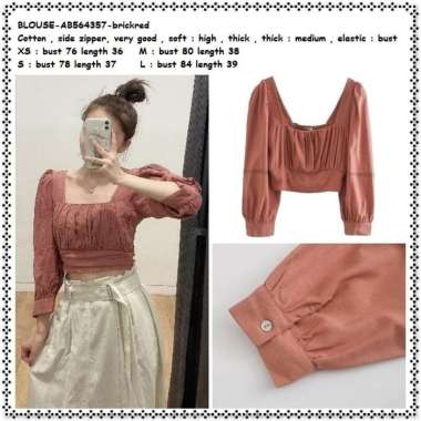 AB564357 Baju Atasan Crop Top Blouse Pesta Wanita Korea Import Coral