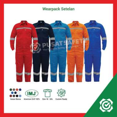 Wearpack Setelan Safety Baju Celana Proyek IMJ Jumbo 2XL-6XL Biru Pertamina XXXL