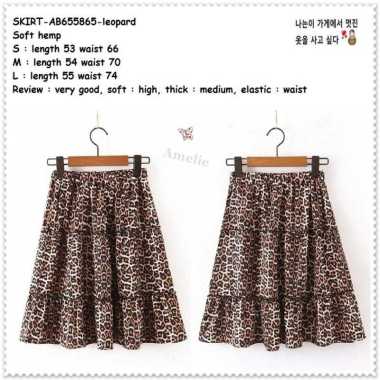 AB655865 Rok Panjang Rok Midi Skirt Leopard Macan Wanita Korea Import