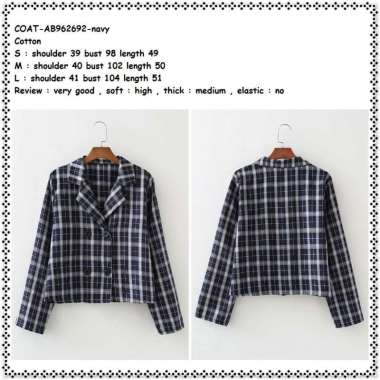 AB962692 Blazer Blezer Bleser Jas Cardigan Kotak Wanita Korea Import