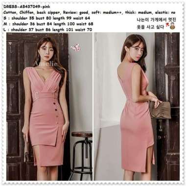 Sexy Pink Mini Dress Gaun Pesta Bodycon Wanita Korea Import AB437049