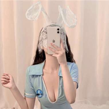 Kozuvibes Hairband Cosplay Bunny Hat Wedding Veil Bando Kelinci JWest Putih