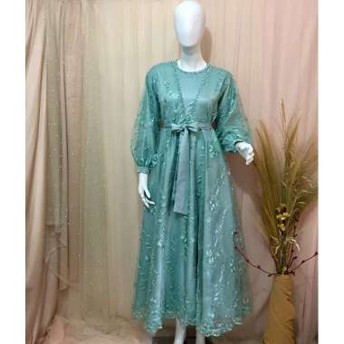 Gaun Pesta Catalya Dress / Baju Pesta Elegan Premium XXL Silver