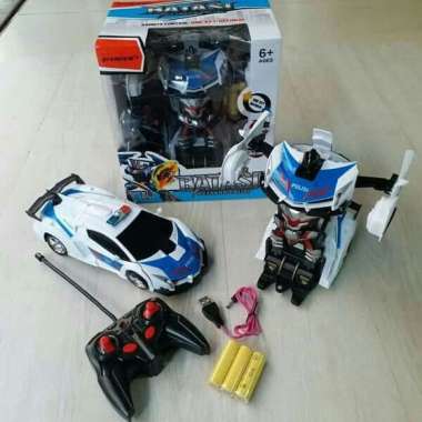 MAINAN RC MOBIL POLISI TRANSFORMER DEFORMATION POLICE CAR REMOTE Multicolor