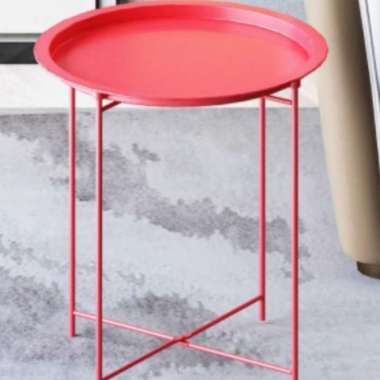 Meja makan bulat meja cafe meja outdoor meja teras minimalis meja besi Merah