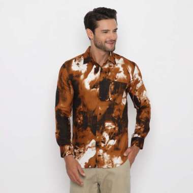 Platini Kemeja Lengan Panjang Katun Rayon 76285 Coklat L