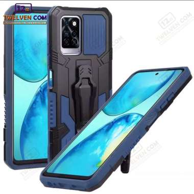 Case Shockproof Infinix Note 10 Pro Armor Hardcase Stand Clip Warna Biru