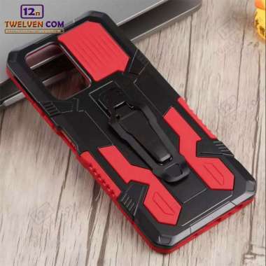 Case Shockproof Infinix Note 10 Pro Armor Hardcase Stand Clip Warna Merah