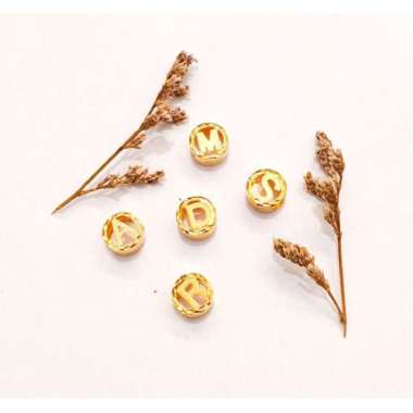 Terlaris Liontin Bulat Insial Huruf Minimalis Kadar 700 Emas Asli 0.65gr huruf S