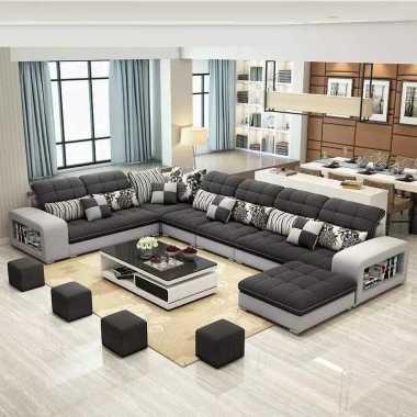 Sofa letter U shape minimalis keluarga