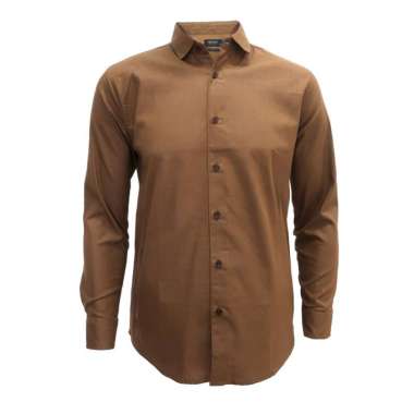 Redcliff Kemeja Pria Polos Panjang Coklat 6BK3451E XL