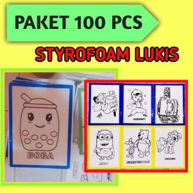 Paket 100 Pcs Sterofoam Lukis Mewarnai Styrofoam Gabus Lukis Usaha luk Tanpa List