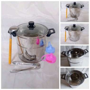 Dandang Bakso tutup kaca Bahan stainless ukuran 24cm Dandang & centong