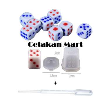 CMart Cetakan Silicone Craft Resin DIY Dice Dadu Klasik Plus Pipet Plastik