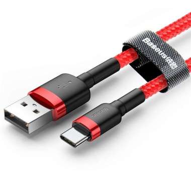 Kabel Data Baseus 0.5 M USB Type C Kevlar Cable Fast Charge 3A QC 3.0 Red-Red