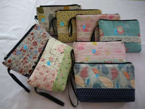 Tempat Pensil Pouch HP Tas Kosmetik Mukena Handmade Kain Motif Lucu Segiempat Tpend