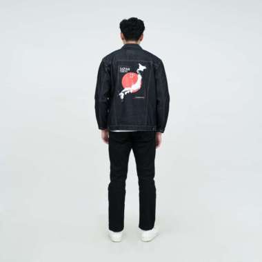 Houseofcuff Jaket Jeans Pria Motif Japan Jaket Denim Biru Gelap M