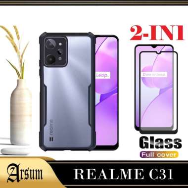PROMO Case REALME C31 Transparan Softcase Casing REALME C31 Paket 2IN1 2IN1 REALME C31 HITAM