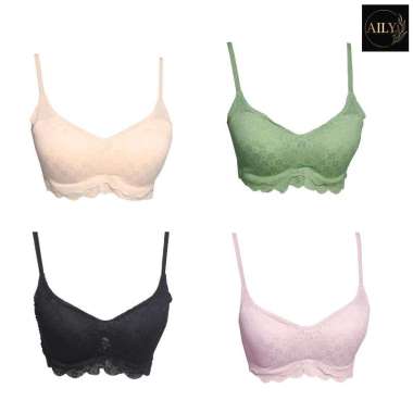 Aily A02 Brukat Seamless Bra Comfy - 1pcs Cream XL