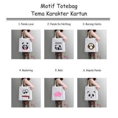 Goody Goodie Bag Totebag Motif Karakter Kartun Sablon Tas Satuan Unise