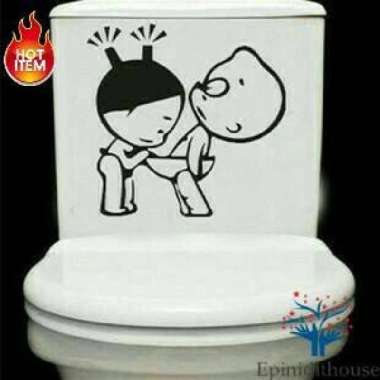 Stiker Dekorasi Toilet/Kamar Mandi Closet Lucu Unik Motif Anak Kecil