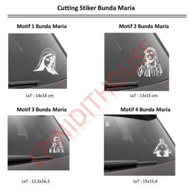 Stiker Bunda Maria Holy Virgin Mary Katolik Mobil Motor Laptop Kaca Motif 3 Hitam