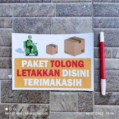 Stiker Himbauan Paket Tolong Letakkan Taruh Disini Ojol Kurir Tulisan