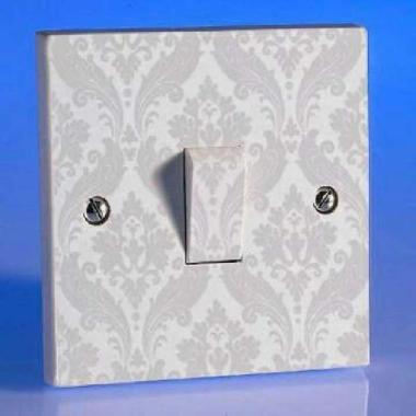 Stiker Sticker Tombol Lampu Saklar Lampu (Batik Soft Abu)