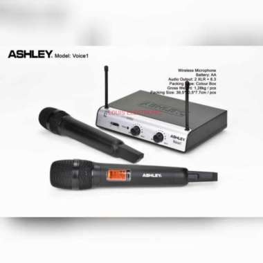 Mic Microphone Wireless Ashley Voice 1 PP Original ( 2 Mic Handle )