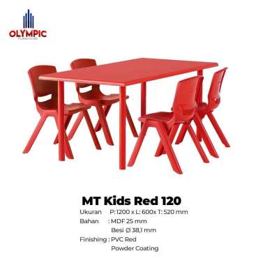 MEJA BELAJAR ANAK/MEJA TK 120 CM/ MEJA MT KIDS 120 CM MERAH