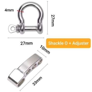 Shackle O Dan U + Adjuster Tali Paracord Bahan Stainless Steel Shackle O + Adjuster