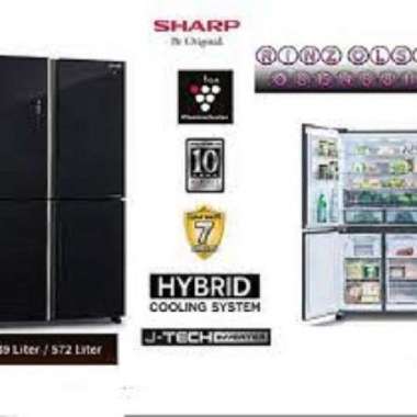 KULKAS 4 PINTU SHARP 639 LITER PLASMACLUSTER SJIF-91PGGB GLASS DOOR