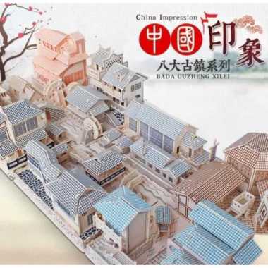 Puzzle Kota Kuno 3D Bahan Wooden Kayu // Mainan Education Anak Craf Your Self Kota Kuno Tongli 3