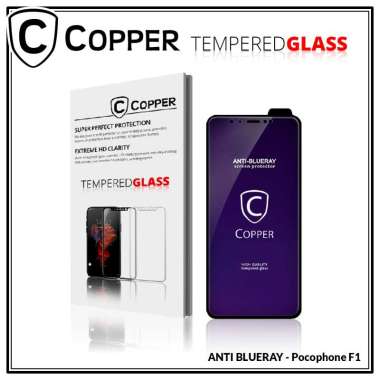 Copper Indonesia Blueray Premium Tempered Glass Screen Protector for Xiaomi Pocophone F1 [Full Glue]