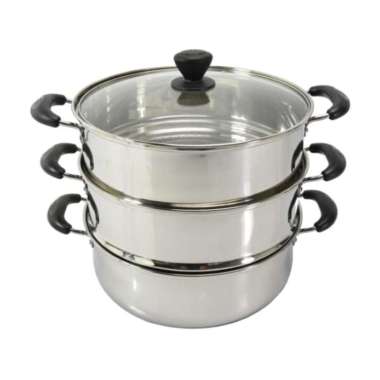 Krischef 30 Cm Panci Kukus 3 Susun Tutup Kaca