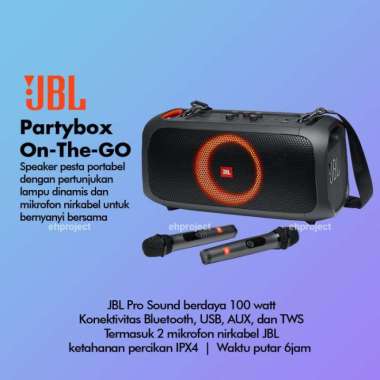 JBL PARTY Box On The Go ORI Portable Party Speaker Wireless Microphone