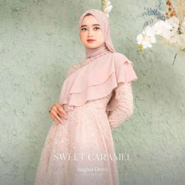 Nagina Dress 1 Gamis 10 Look Busana Muslim Wanita Gamis Brukat Tile Latte XXXL
