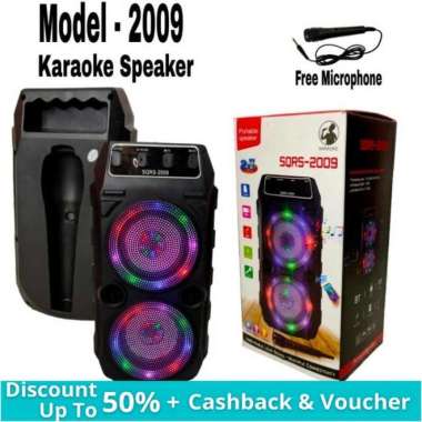 SQRS Speaker Bluetooth Portabel Wifi Karaoke Free Mic Lampu 2009 Original Murah