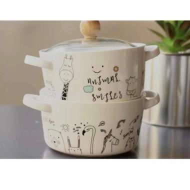 Mangkok Keramik Tutup Kaca jerapah