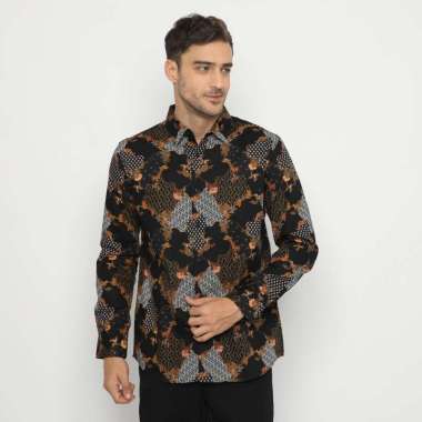 Platini Kemeja Batik Pria Lengan Panjang Hitam 460571 XXL