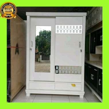 lemari sliding 2 pintu jumbo putih