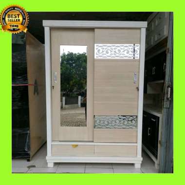 lemari sliding 2 pintu jumbo putih cream