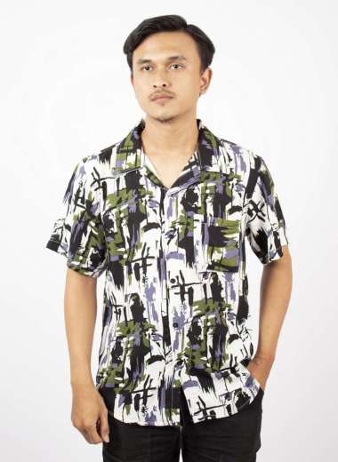 FortKlass Kemeja Pantai Pria Hawai Color Cowok Bali REGGAE Cowok Pendek Satai Rayon Halus HIJAU