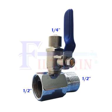 Ball Valve Stainless 1/4" Selang - 1/2" Drat Dalam - 1/2" Drat Luar
