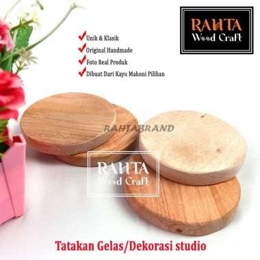 KT18-Tatakan Gelas Kotak/Wooden Coaster/Properti Foto Produk Makanan Bulat